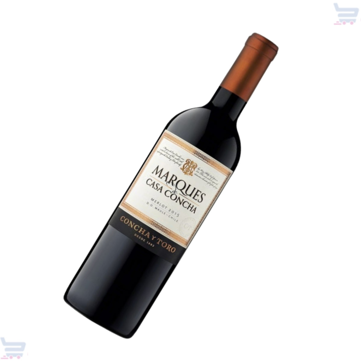 Garrafa de 750ml do vinho chileno Marques de Casa Concha, uva Merlot