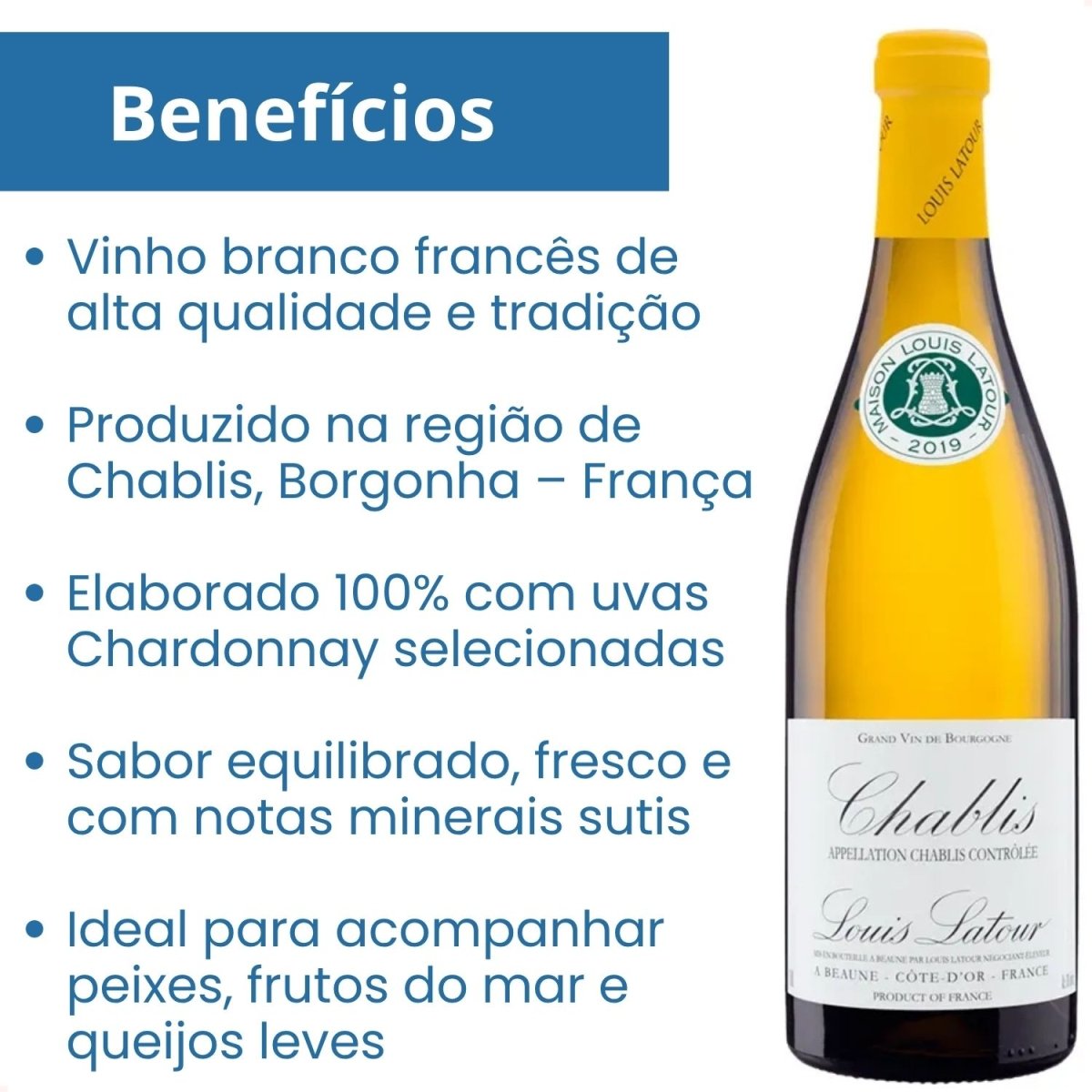 Vinho Francês Louis Latour Chablis Branco 750ml Original — imagem 4