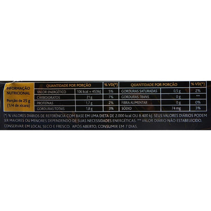 Tabela nutricional do biscoito de arroz Kalassi Original, porcao de 25 g