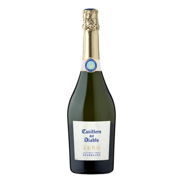Garrafa de espumante Casillero del Diablo Zero com rótulo sparkling sem álcool.