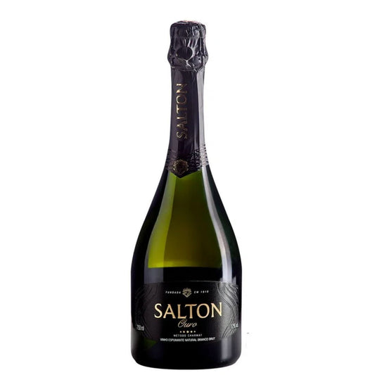 Garrafa do espumante Salton Ouro Brut 750 ml, vinho espumante natural branco.
