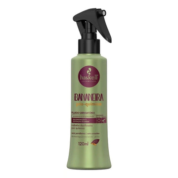 Frasco spray Haskell Bananeira Fluido Obrigatório Pós-Química 120 ml sobre fundo branco.