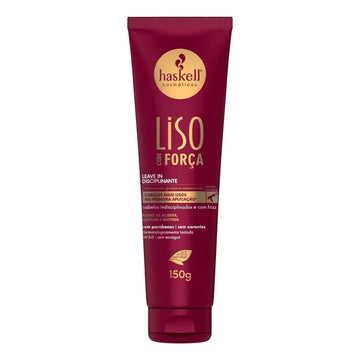 Leave-in disciplinante Haskell Liso com Força, tubo de 150 g para cabelos indisciplinados e com frizz.
