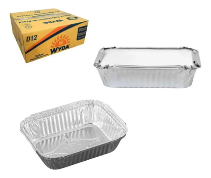 Caixa Wyda D12 de 220 ml e marmitas retangulares de alumínio
