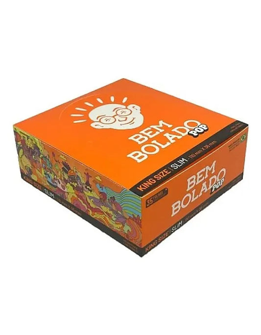 Display fechado laranja de papel Bem Bolado Pop King Size Slim.