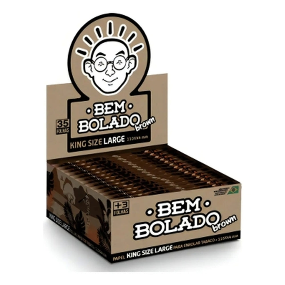 Display aberto com livretos Bem Bolado Brown e indicação de 35 folhas.