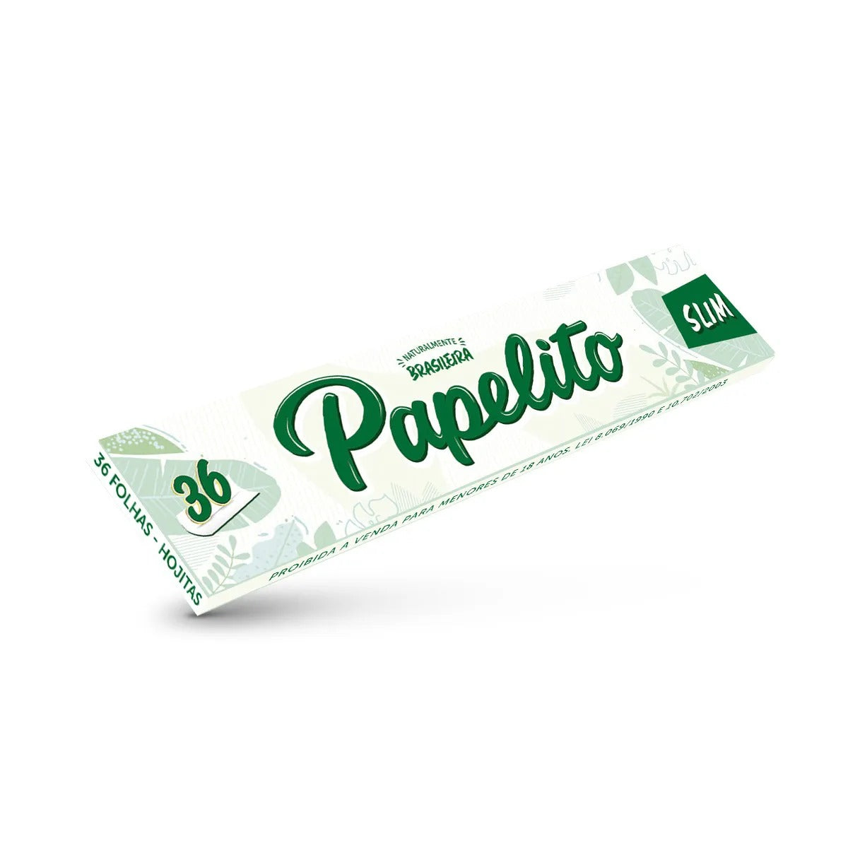 Livreto Papelito Slim King Size com 36 folhas, mostrado em perspectiva