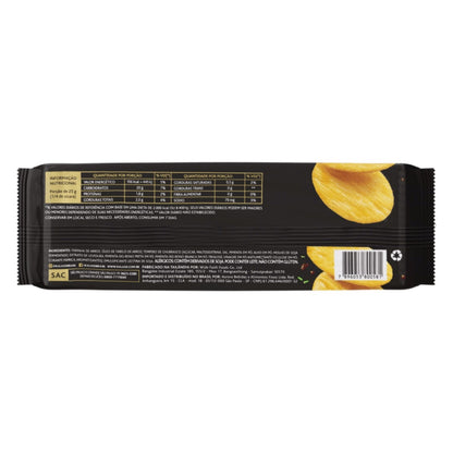 Verso da embalagem do snack Kalassi Churrasco com ingredientes e tabela nutricional