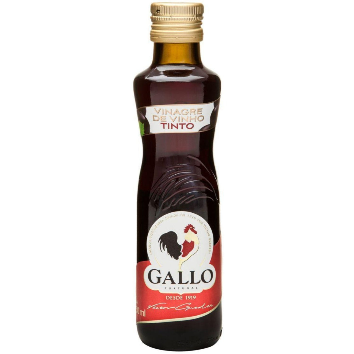 Garrafa de vinagre de vinho tinto Gallo de 250 ml, vista de frente.