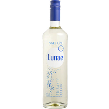 Garrafa de Vinho Frisante Branco Salton Lunae Demi-Sec 750 ml com tampa azul.