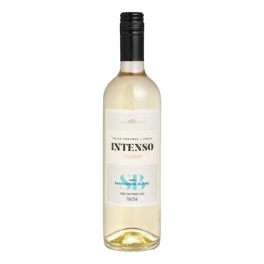 Garrafa de vinho branco seco Salton Intenso Sauvignon Blanc 750 ml, do Valle Central, Chile.