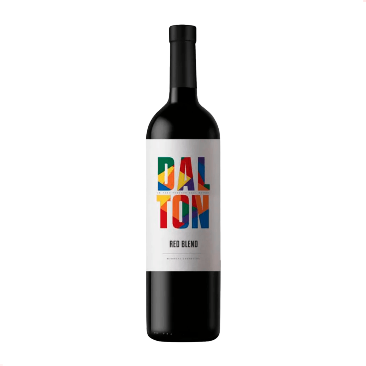 Garrafa de vinho tinto Dalton Red Blend com rótulo colorido.