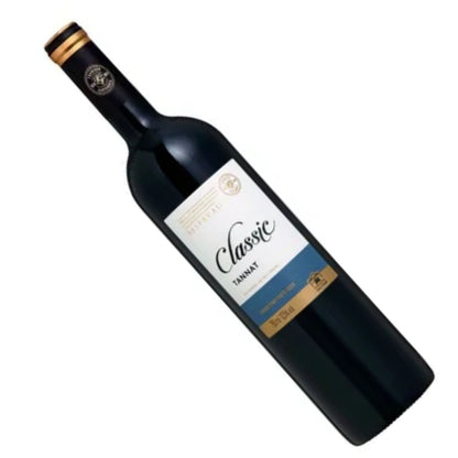 Garrafa de vinho Salton Classic Tannat inclinada, mostrando o rótulo frontal